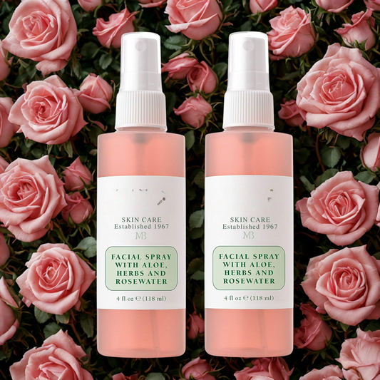 2x1 Spray facial con aloe, hierbas y agua de rosas para todo tipo de piel, niebla facial que hidrata, rejuvenece y aclara